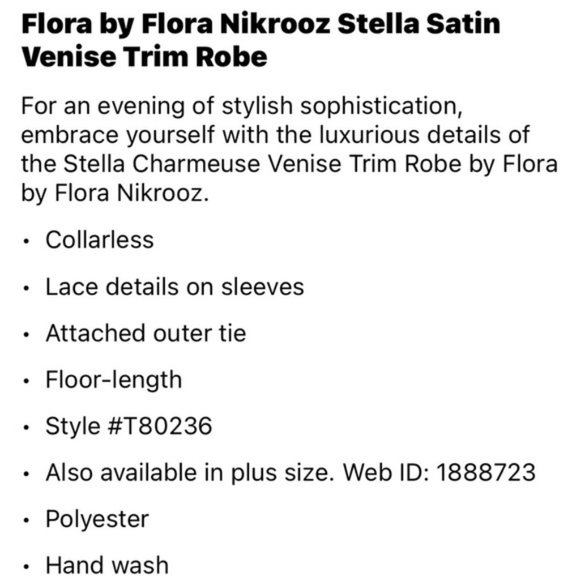 Flora Nikrooz Black Satin Stella Long Robe L/XL - Picture 4 of 6